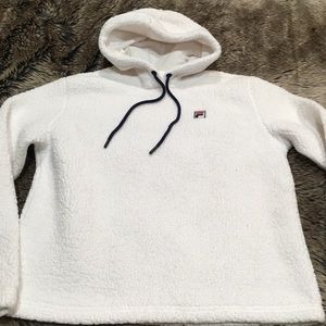 FILA Sherpa Hoodie Pullover Snow White Size M